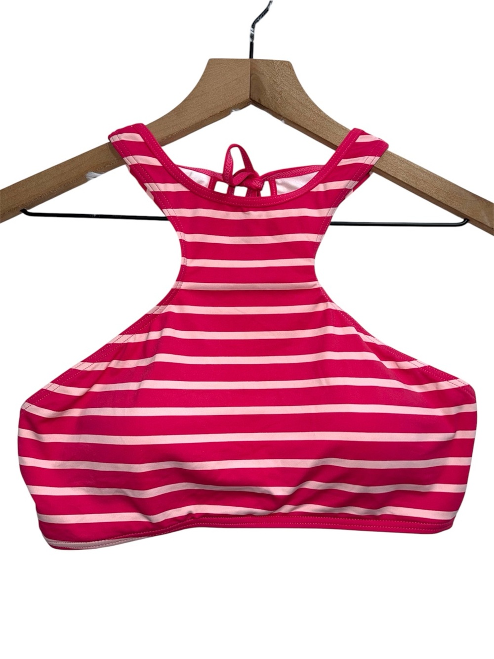 New Zealand Hot Pink Striped Halter High Neck Padded Bikini Top Swimwear Barbie